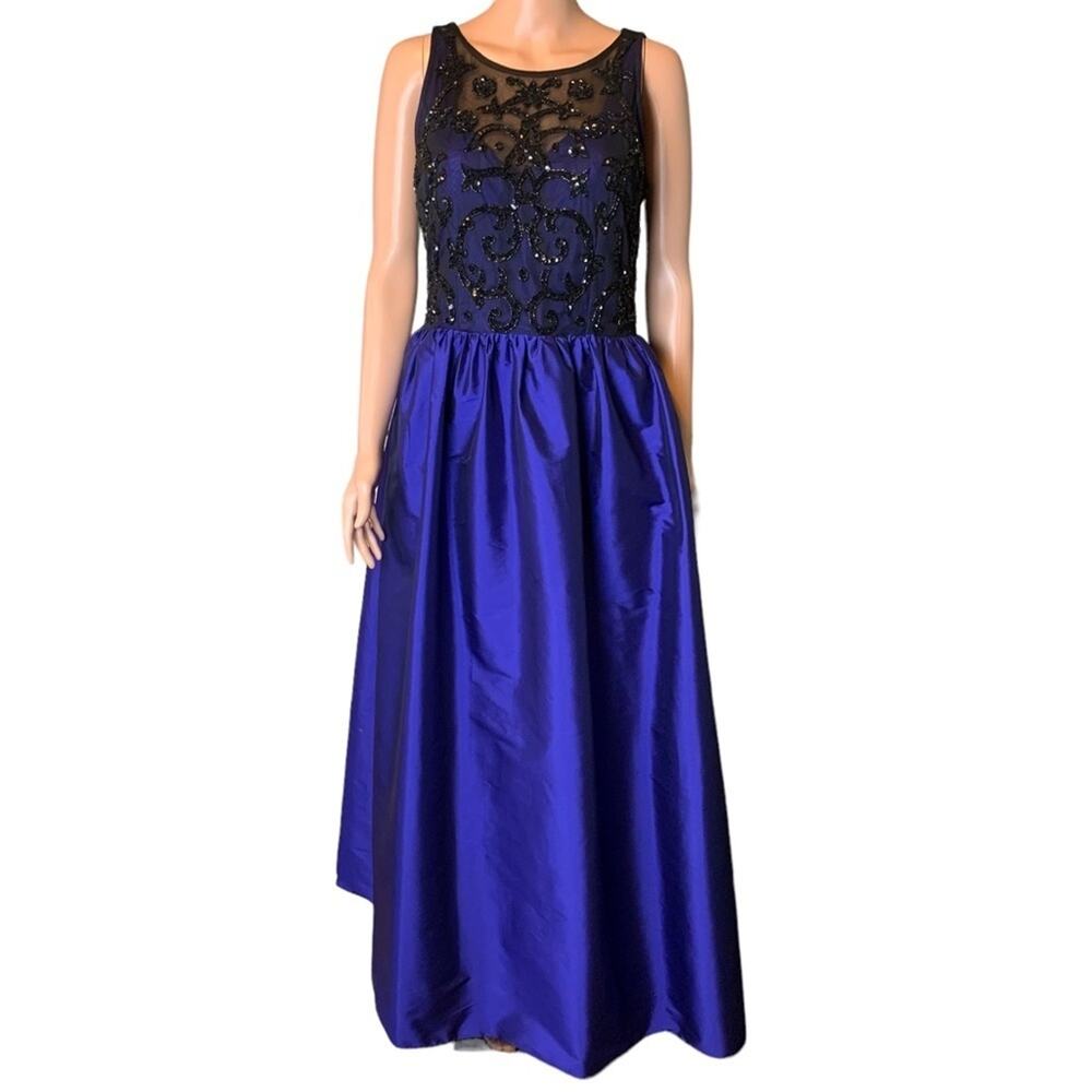 Aidan Mattox Formal Beaded Taffeta Maxi Gown Prom Ball Pageant Quinceanera